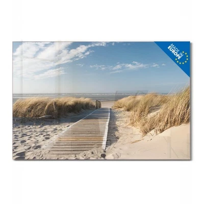 banjado Glas Magnettafel beschreibbbar Whiteboard Pinnwand Motiv Dünen Meer - Bild 1 von 4