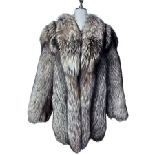 SAGAFOX REAL SILVER FOX FUR COAT JACKET EXTRE...