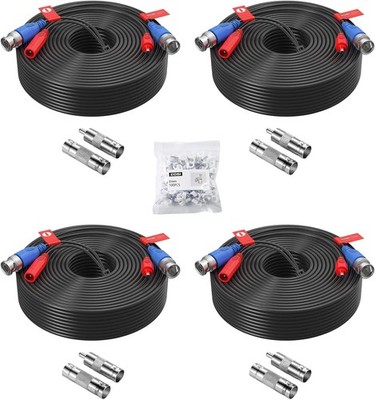 4X100ft Cable Para Camaras de Seguridad BNC Video Wire Cord CCTV DVR