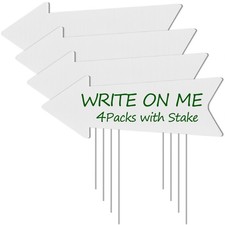 Directional Arrow Signs with Stakes Remiawy 4 Pack Blank Yard Signs 17 x 6 In...