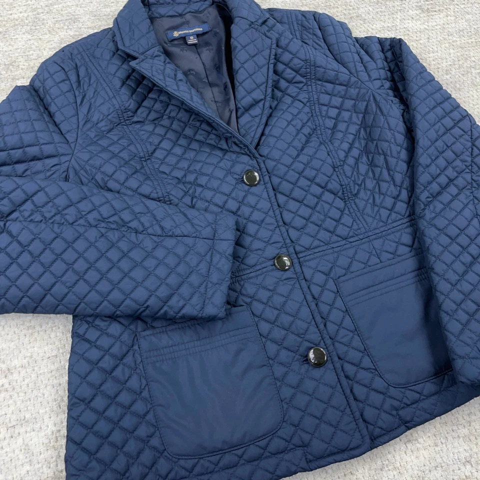 Chaqueta acolchada acolchada acolchada Brooks Brothers para mujer talla 10 azul marino tareas abotonadas Foto 4 de 4