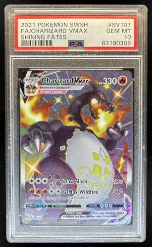 2021 Pokemon SWSH Shining Fates Charizard VMAX Shiny Vault #SV107/SV122 PSA 10