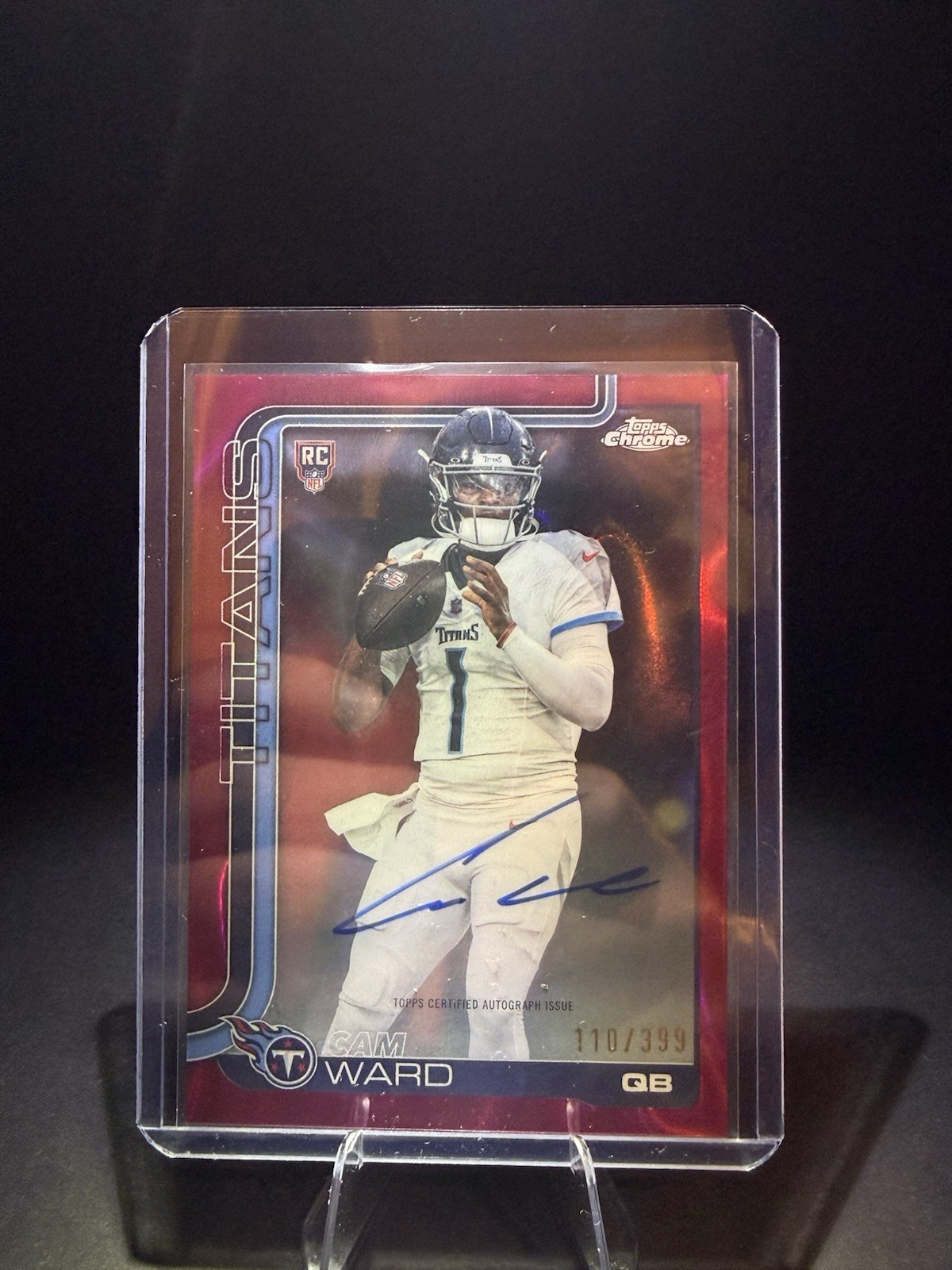 🔥2025 Topps Chrome Football Cam Ward Rookie True Pink Auto /399 Titans NFL🔥