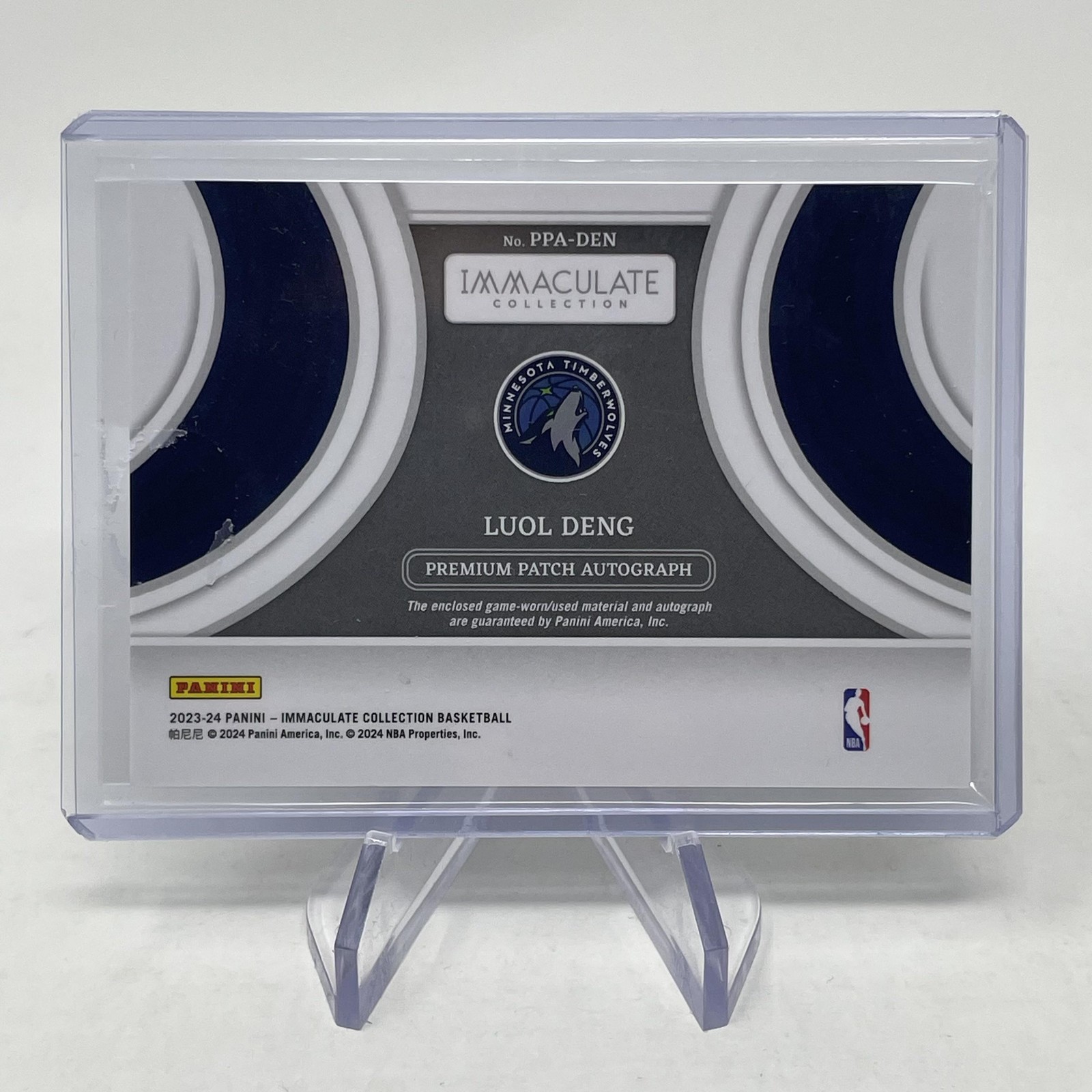 Luol Deng Premium Patch Auto 42/50 Panini Immaculate Timberwolves NBA Card view 3