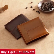 Vintage fashion Leather Wallet Card Holder Brown Business Casual Versatile luxur