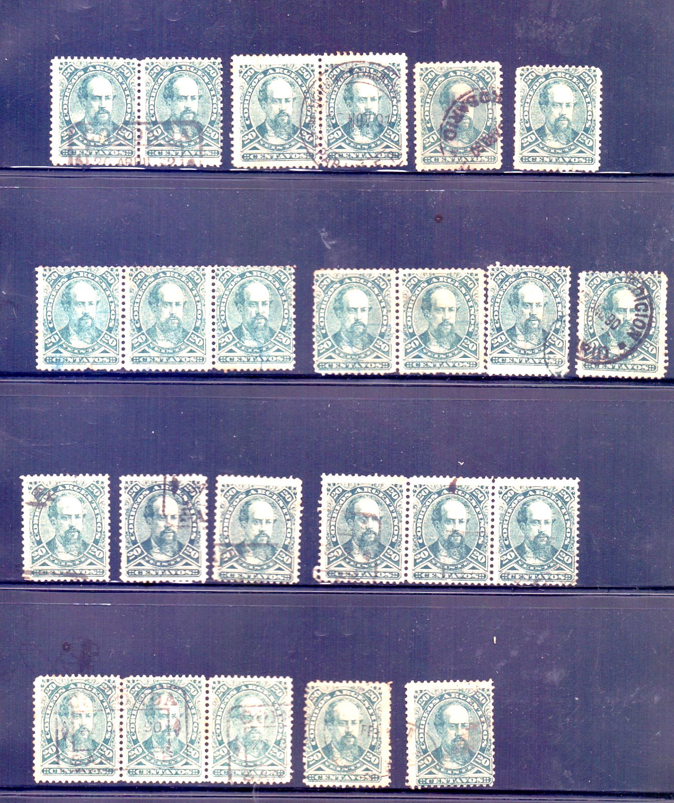 Argentina Kits 20 cts  (15 pieces)GJ 89 in pare, trips of 3  with nice  cancel!!