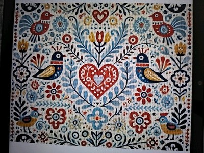 Stamped Cross Stitch FolkArt Tapestry 14ct 40x50cm 25 Colors Project Bag Inc
