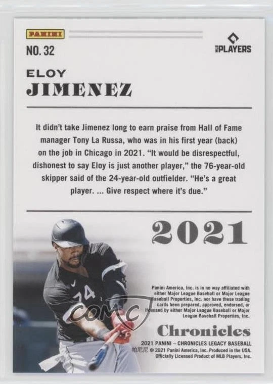 2021 Panini Chronicles Green /5 Eloy Jimenez #32 - Image 2 of 2