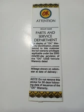 Chevrolet OK Used Car Parts And Service Department Sticker Vintage Repop Display