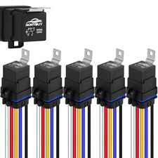 5-Pin Waterproof Relay Kit 40/30 AMP 12V Relay Switch with Harness Heavy Duty 12