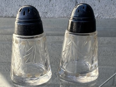 Salt N Pepper Shakers Etched Glass Beautiful 