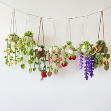 Crochet Plant Car Charm, Hanging Basket Ornament, Cute Car Decor, Birthday Gift