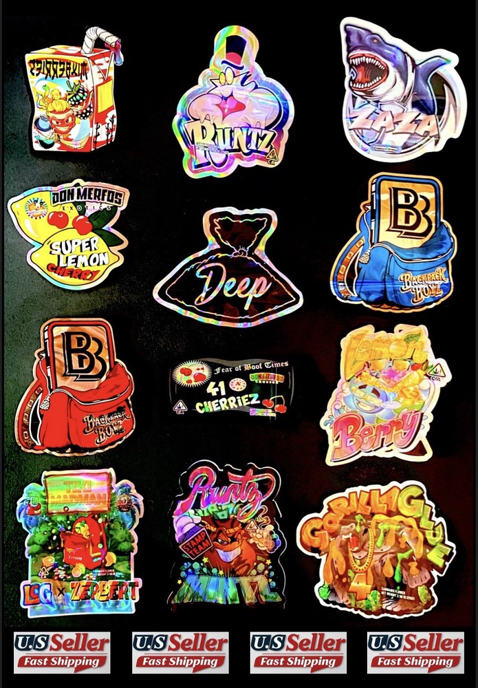 25ct 3.5g Holographic Die-Cut Resealable Zip Bag OFFICIAL SEAL Packaging  