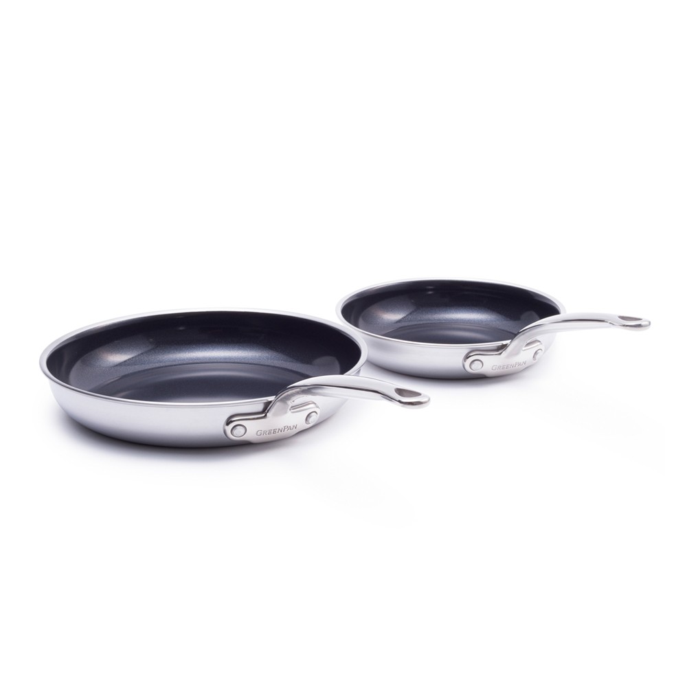 GreenPan Première Set Poêles Inox Induction 20 cm et 28 cm Tout Feu