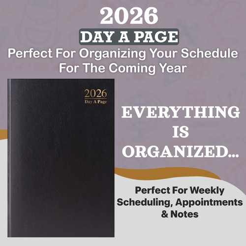 2026 Diary A4 Day A Page Casebound Value DAP Split Sat Sun Home Office Business - Picture 17 of 36