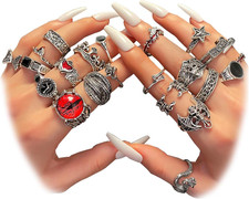 Vintage Silver Knuckle Rings Set for Women, Stackable Joint Finger Statement Rin