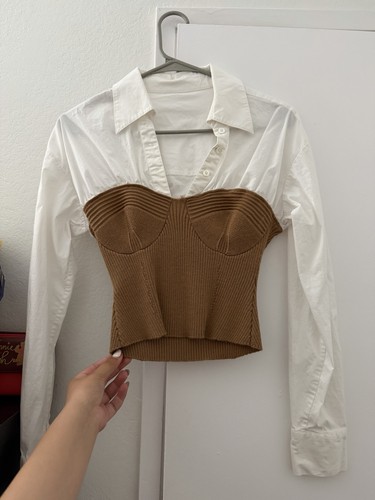 STAUD Hazel Paneled Ribbed Knit Top