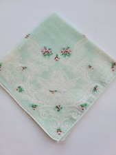 Vintage Ladies Hankie Green With Romantic Couples