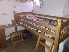 Mid Level Sleeper Single Bed with Desk and Shelves