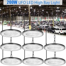 8 Pack 200W UFO Led High Bay Light Factory Warehouse Commercial Led Shop Lights