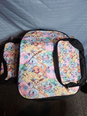 Pokemon Pastel Kanto Starters Backpack Lunch Bag Set 3 Pc School Bag