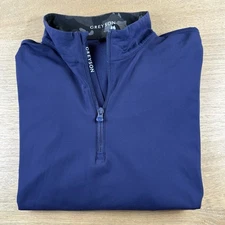 Greyson Mens L Large Tate Mock Neck 1/4 Zip Pullover Navy Golf Company Logo