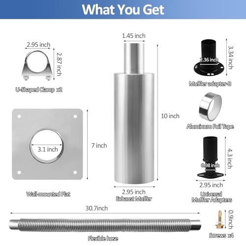 2025 Upgraded Generator Exhaust Silencer Kit Stainless Steel Muffler with 