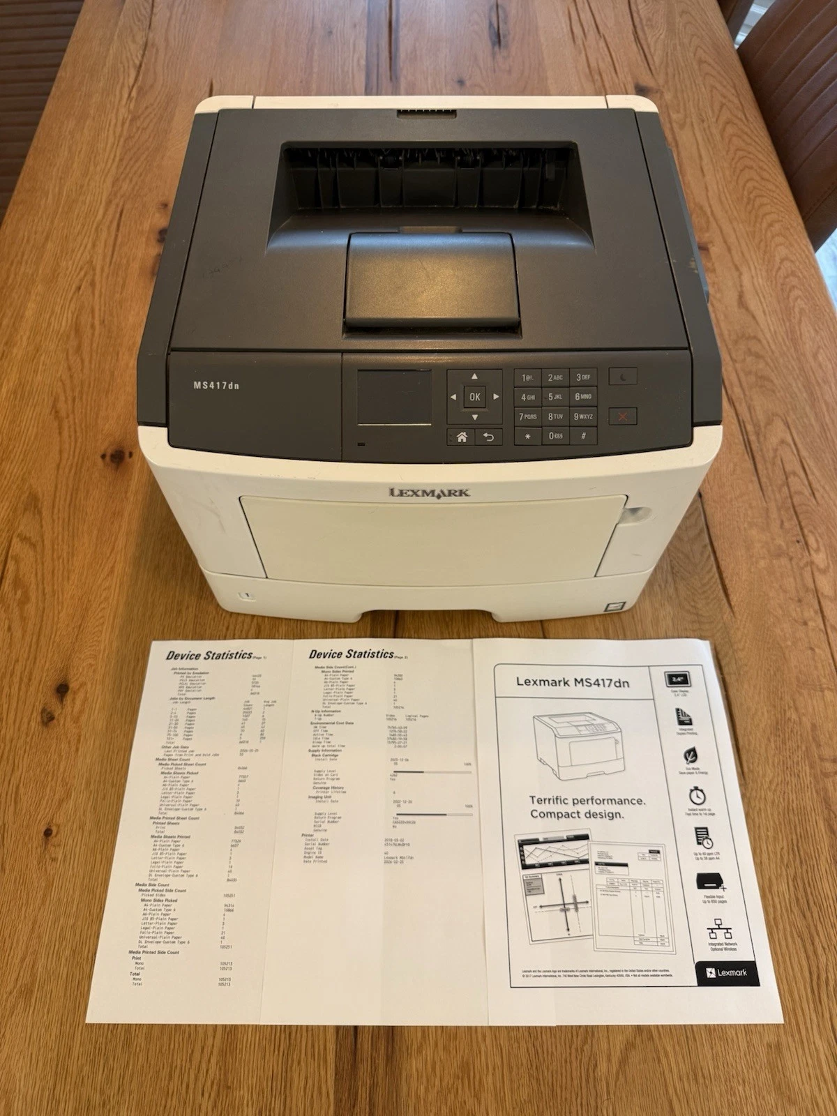 Lexmark MS417dn A4 Mono Laser Printer - Good Used Working Condition With Toner