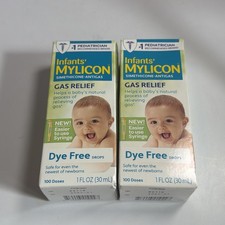 2 Pack Mylicon Infant Gas Relief Dye Free Drops 1 fl oz 100 Doses Each Sealed