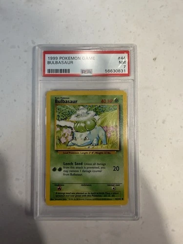 Pokémon TCG Bulbasaur 44/102 Base Set 1999 PSA 7 Regular Common Card Stock