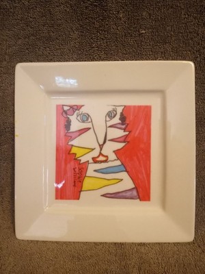 Square Cat Plate Trinket Dish Handpainted By Sophie Williams