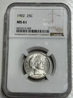 1902 BARBER QUARTER NGC MS61