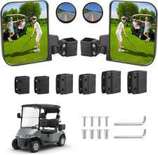 No Drilling Golf Cart Side Mirrors for EZGO Club Car Yamaha, HD Shatterproof Gol