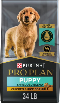 Purina Pro Plan Puppy Shredded Blend Chicken & Rice Fomula Dry Dog Food, 34 lbs.