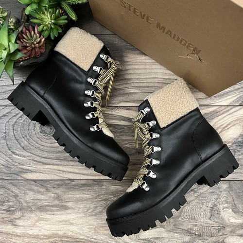 Faux Leather Winter Combat Boots 9M 