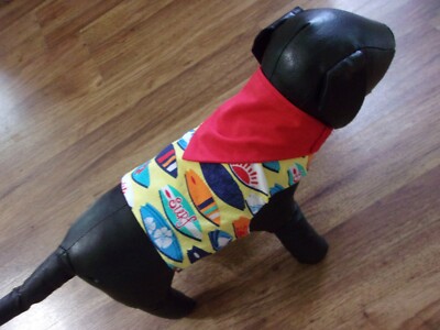  male pet dog shirt, bandana, Hawaiian, ''Let's Surf'', XXS *(read size details ) 