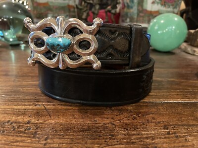 Vintage Handcrafted Mexican Silver 29” Belt. \'Sterling Mexico\' Buckle Mex. JR Santa Fe style￼ Sterling Silver/ 14K Belt Buckle 27  main image 4