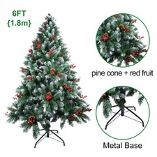 5/6/7FT Artificial Spray White Christmas Tree Xmas Party Decor With Pine Cones