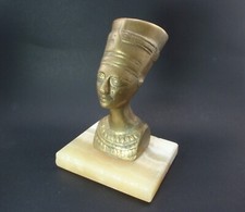 Egyptian Egypt Pharaoh Queen Nefertiti Bust Figurine Bronze Brass Marble Decorat