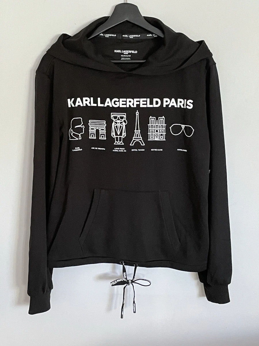 NWT Karl Lagerfeld Paris Women s Logo Sweatshirt Hoodie Sz M MSRP