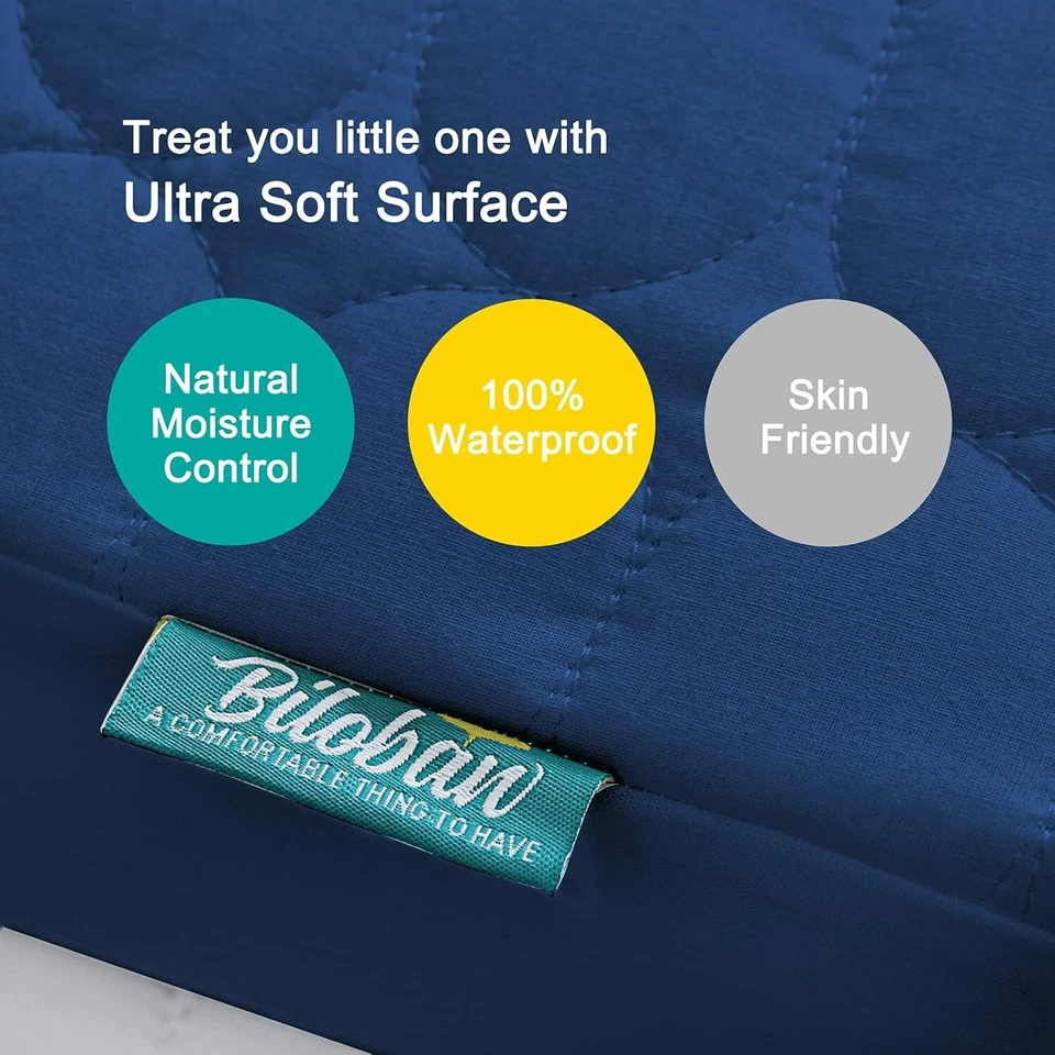 Mini Protector de Colchón para Cuna Impermeable Colchón Almohadilla Cubierta Paquete de 2 38"x24" Niños Foto 2 de 4