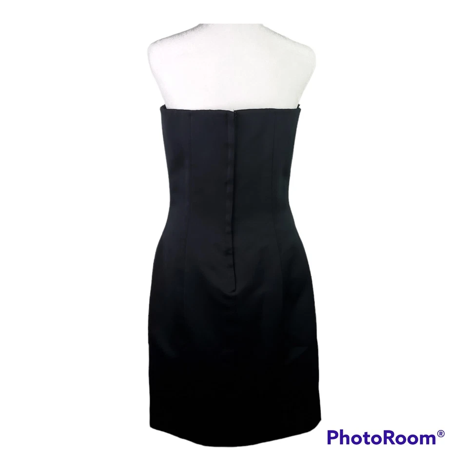 Винтажное женское атласное черное платье без рукавов Victor Costa размер 8 ОБЯЗАТЕЛЬНО К ПРОСМОТРУ! - Изображение 3 из 4