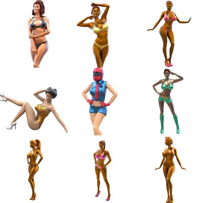 Grid Girls Boxenluder Figuren 1:18 (10,2cm) Miniaturen unbemalt, 1/18 Diorama