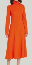 565 Tanya Taylor Womens Orange Thea Open-Back Paneled Midi A-Line Dress Size 12