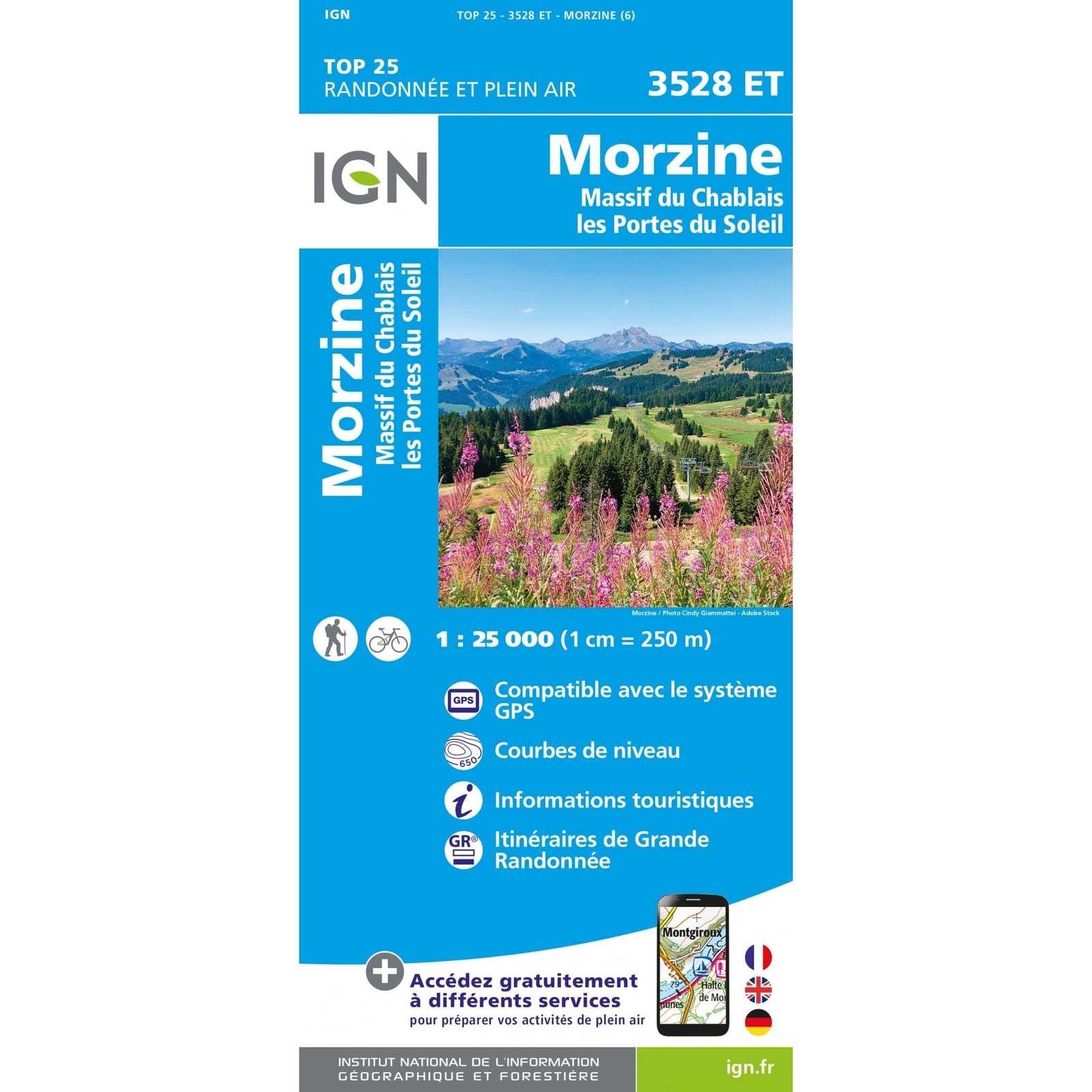 France 1:25K map 3528ET Morzine, Massif du Chablais+Portes du Soleil hiking