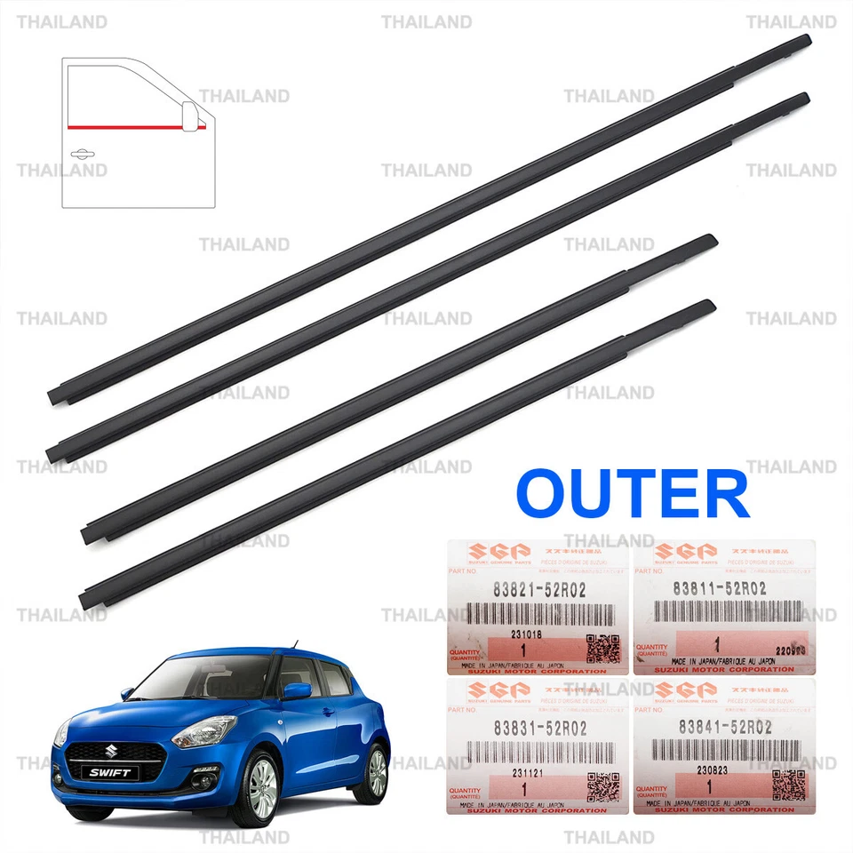 Juego de cinturón de puerta exterior de 4 puertas para Suzuki Swift 5 puertas hatchback 2018-2023 Foto 2 de 4