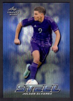 2022 Leaf Trinity Steel Prismatic Blue Julián Álvarez 9/15 Argentina #TSB-20