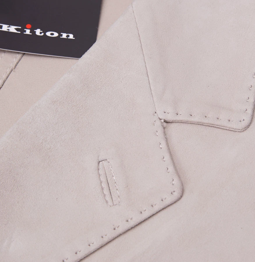 Chaqueta Blazer Kiton Napoli Natural Beige Piel de Cordero Gamuza Cuero L Nueva con Etiquetas Foto 4 de 4