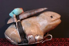 Vintage Native Zuni Fetish Frog Pendant By Edna Leki (d.)