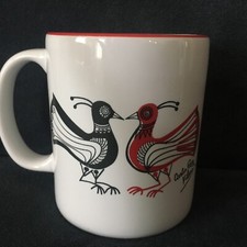 Carlos Paez Vilero Bird Mug Olmos Uruguay, Black, White, Red 8 oz